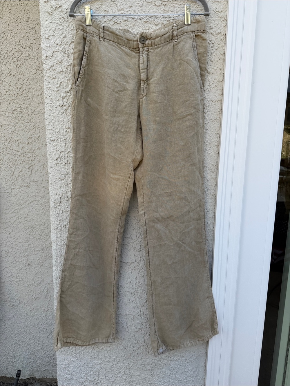 ZARA Wome's Tan Linen Trouser Pants with Pockets Size M